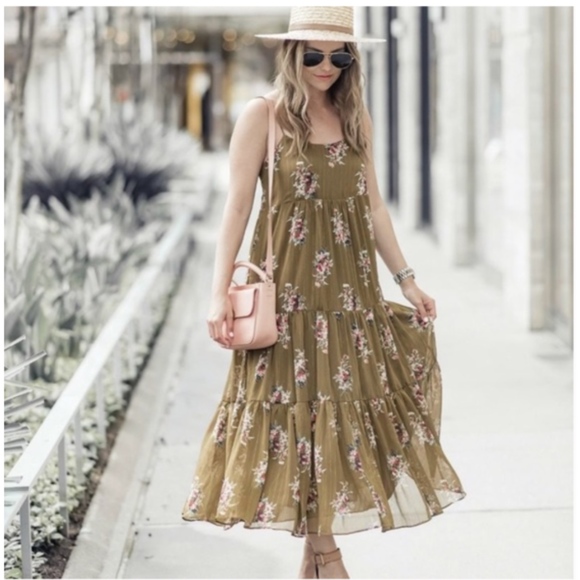 madewell cami tier midi dress